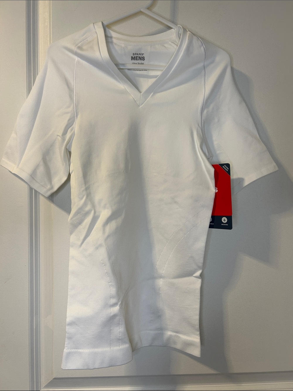 SPANX Men's White V-Neck Short Sleeve Tee